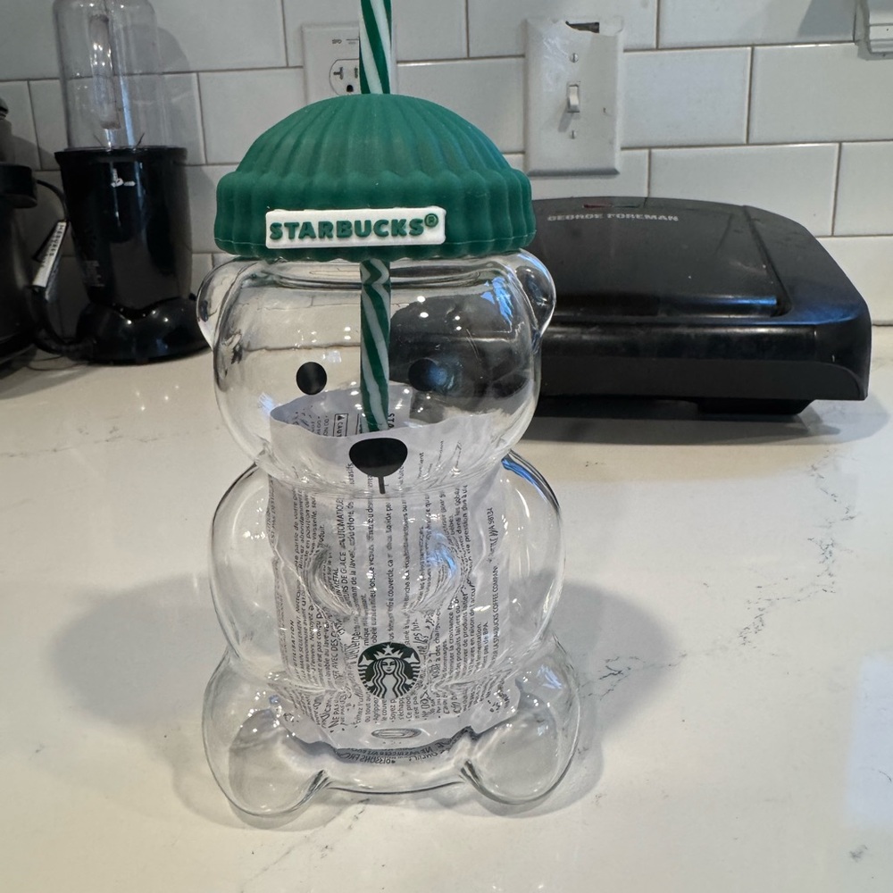 Starbucks Clear Bear Tumbler with Teal Lid